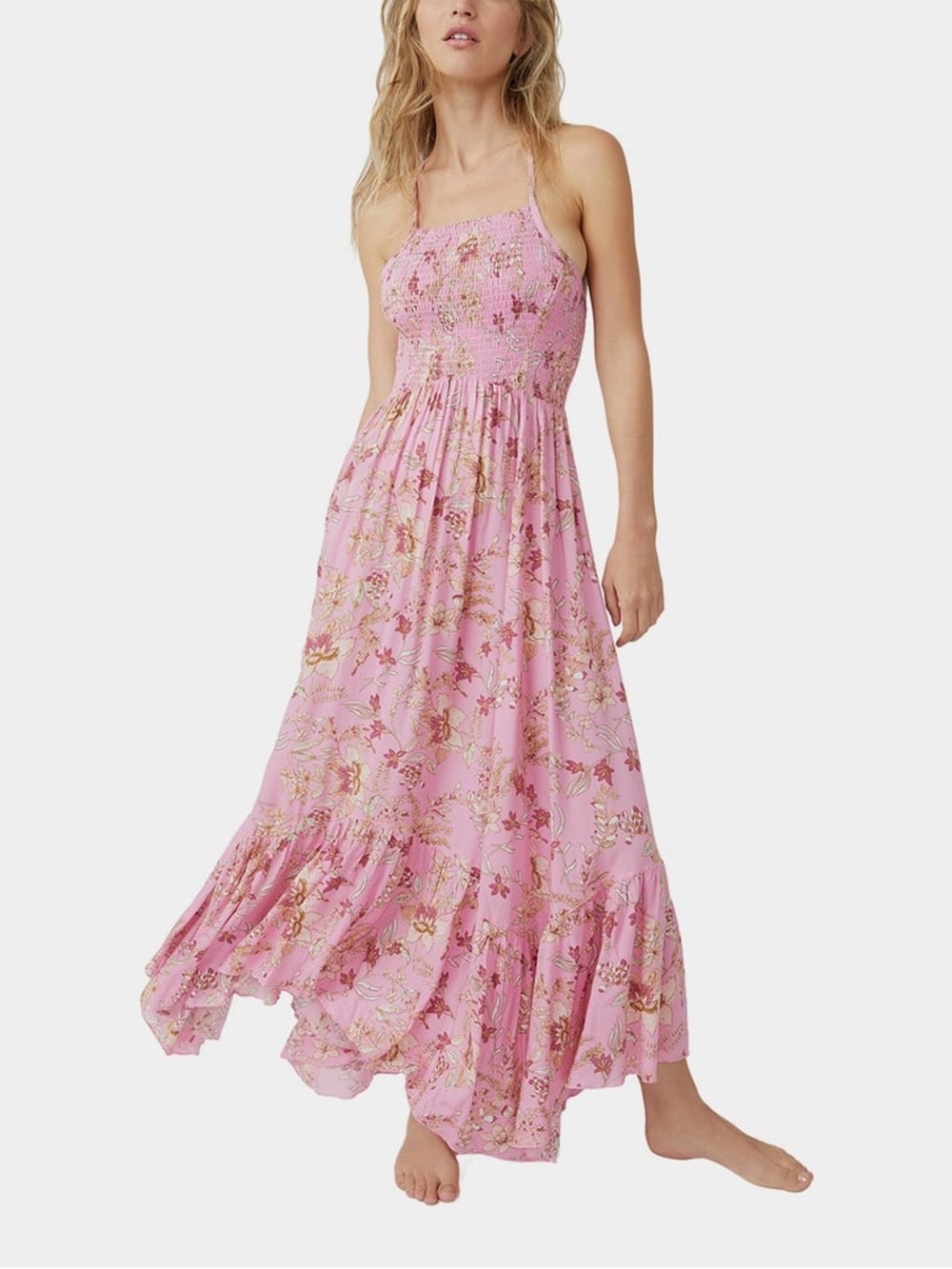 Free People Heat Wave Printed Maxi Dress in Pink Combo (129)